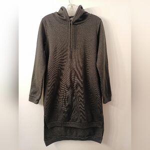 Vicabo Black Fleece Hooded High Low Tunic Sweatshirt Sz S